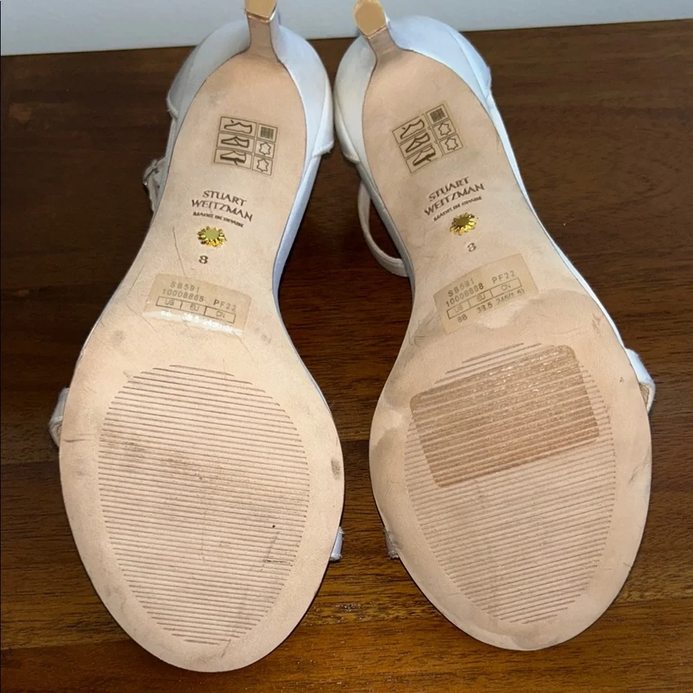 Stuart Weitzman Satin Bow Crystal Heels โ Elegant Bridal/Evening Sandals sz 8 - Picture 9 of 12